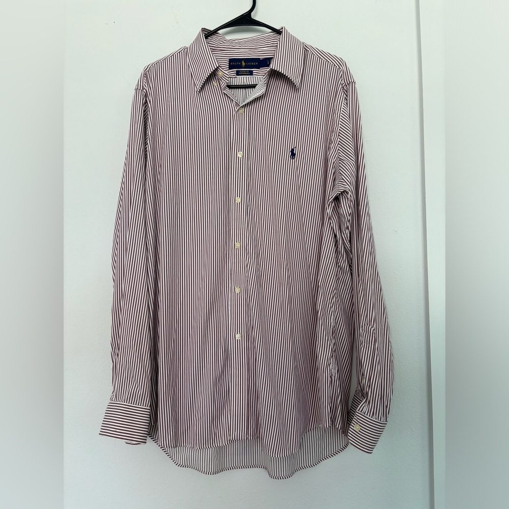 Ralph Lauren red/white striped button-down (classic performance fit) Sz large